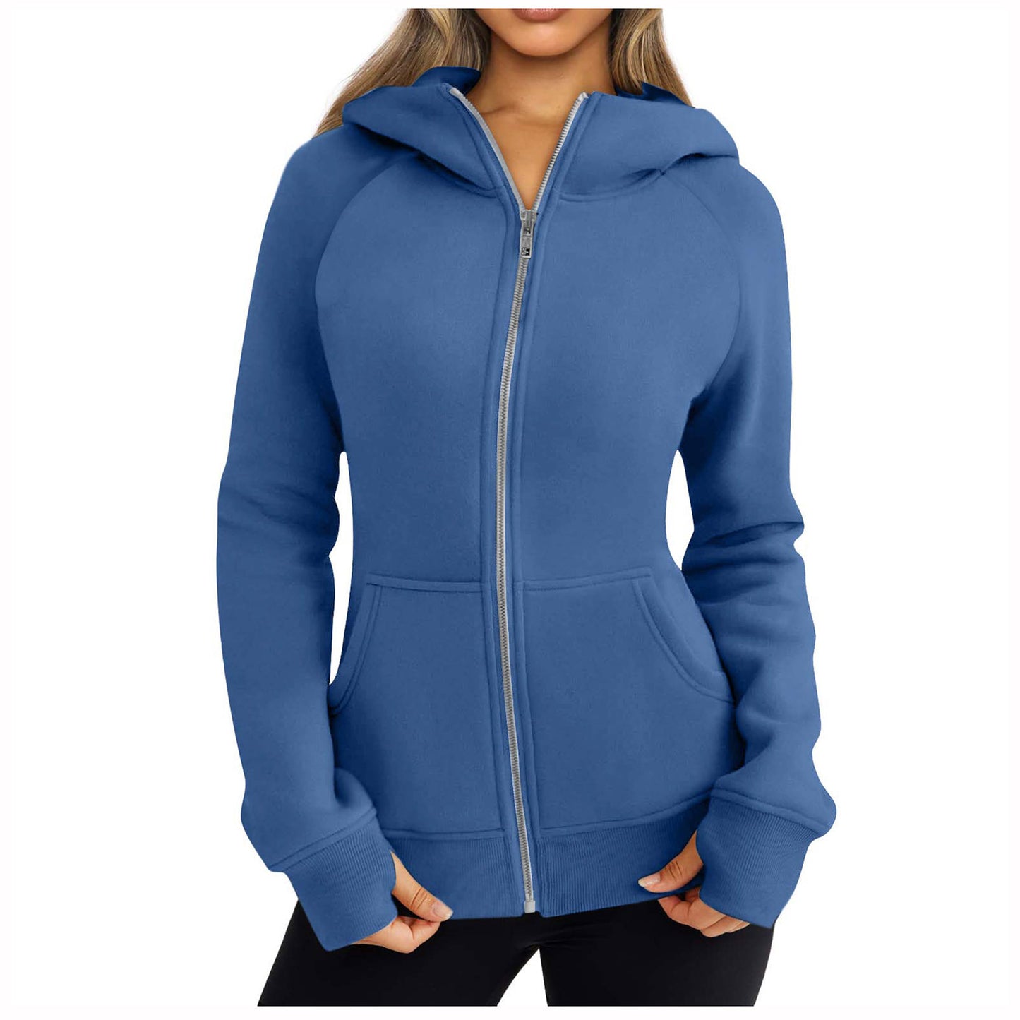 Hooded Zipper Fleece-lined Sports Sweater