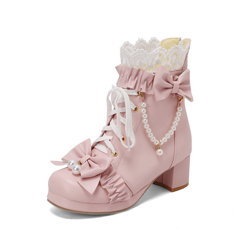 Sweet Bow Beaded Women's Boots