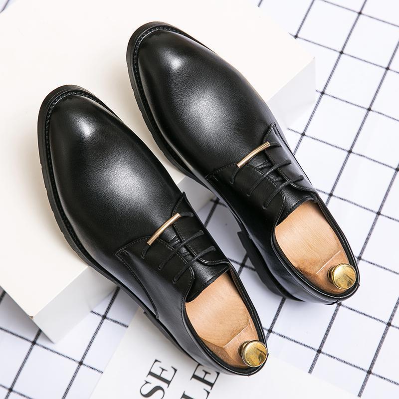 Leather Shoes Men's Business Formal Classic Round Head Leisure