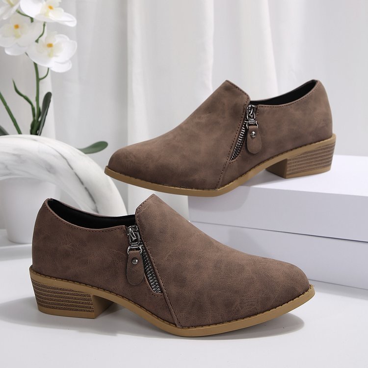 Plus Size New Side Zipper Square Heel Commuter Shoes Boots