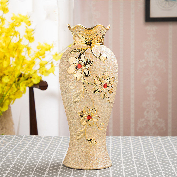 Ceramic Vase Electroplating Gold European Style Home Living Room Decoration