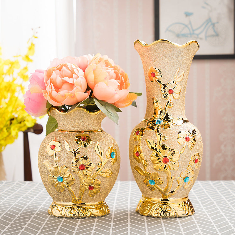 Ceramic Vase Electroplating Gold European Style Home Living Room Decoration