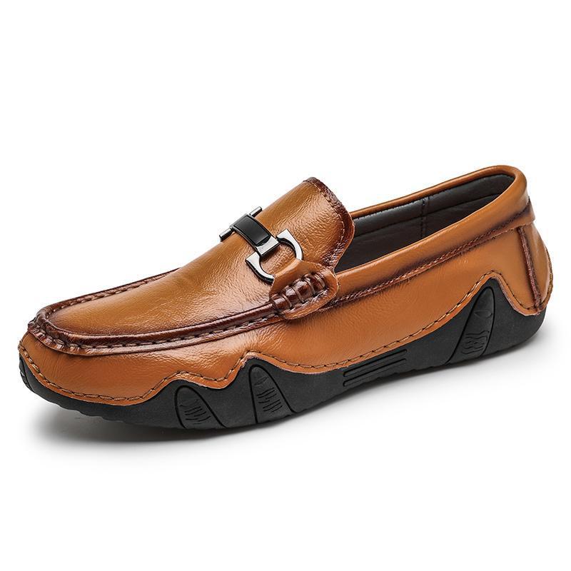 Slip-on Men's Loafers Casual Leather Shoes Low Top