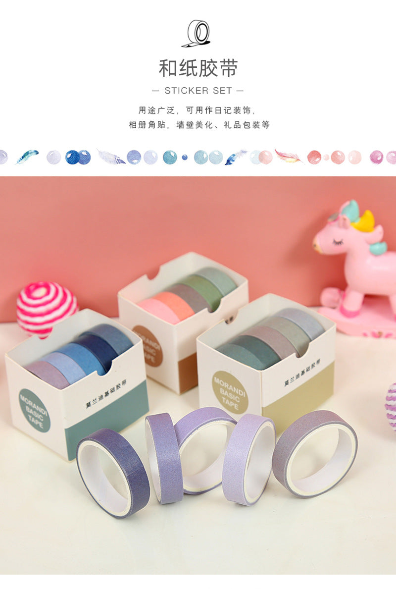 Card Lover 5 Rolls Basic Series Journal Colourful Washi Tape Scrapbooking Morandi Color Masking Tape Journaling Material