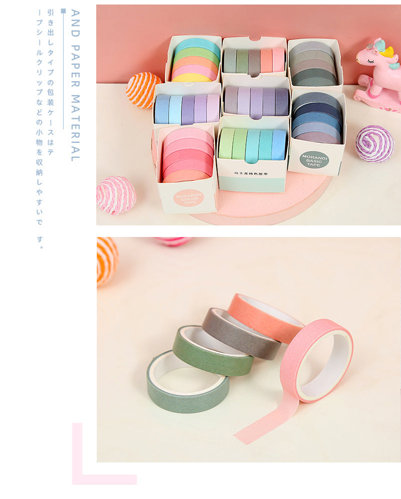 Card Lover 5 Rolls Basic Series Journal Colourful Washi Tape Scrapbooking Morandi Color Masking Tape Journaling Material