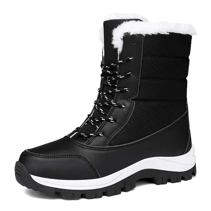 Bottes de neige chaudes en velours et coton, chaussures hautes rembourrées en coton