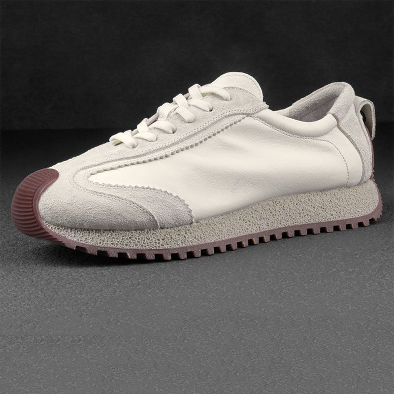 Chaussures de sport décontractées blanches à semelle souple vintage pour hommes