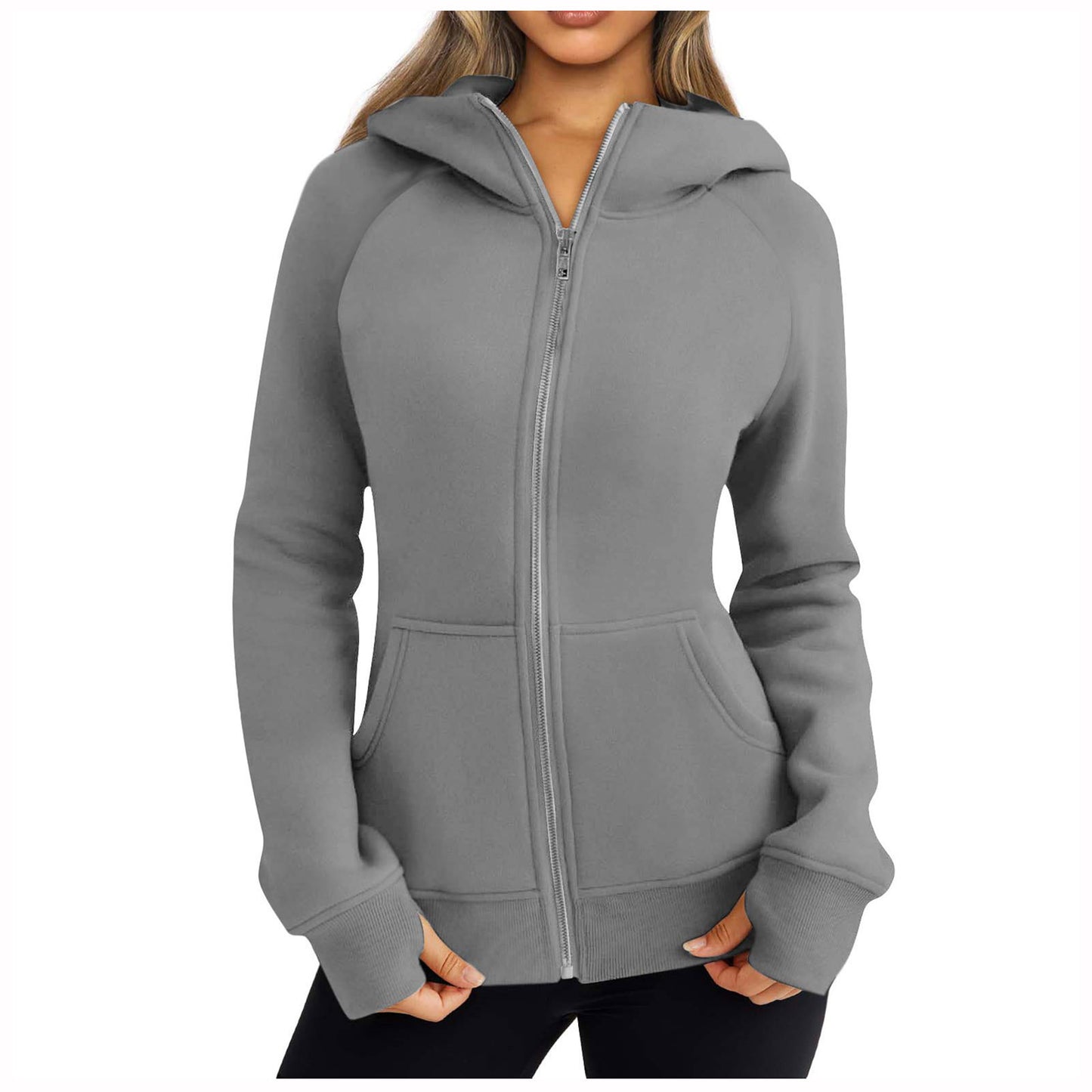 Hooded Zipper Fleece-lined Sports Sweater