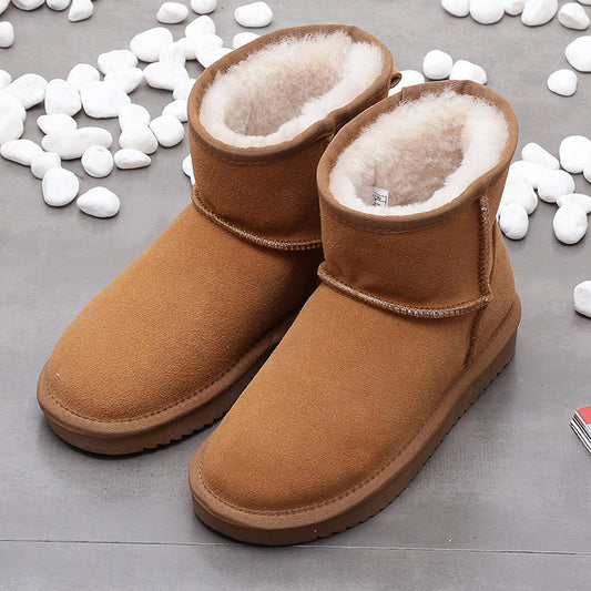 Women's Snow Short Flat Bottom Fleece-lined Cotton Boots