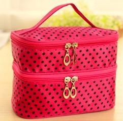 Double-layer cosmetic bag with large capacity to receive wave-point cosmetic bag Wash-Rinse bag