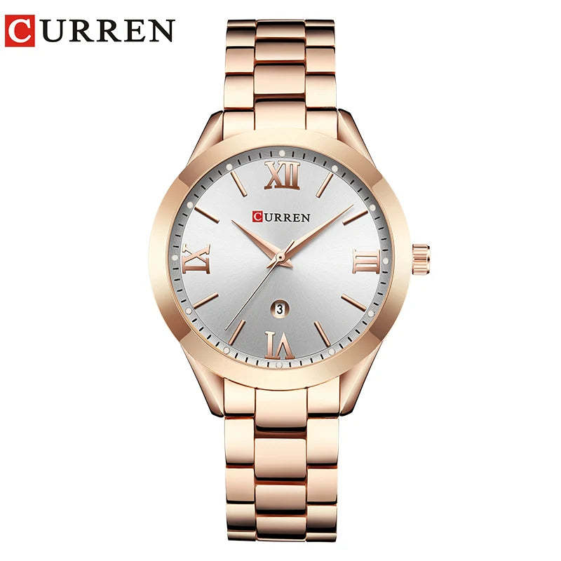 CURREN Watch Women Top Brand Quartz Female Bracelet Watches Stainless Steel Wrist Watch for Ladies Reloj Mujer Gift Rose Gold