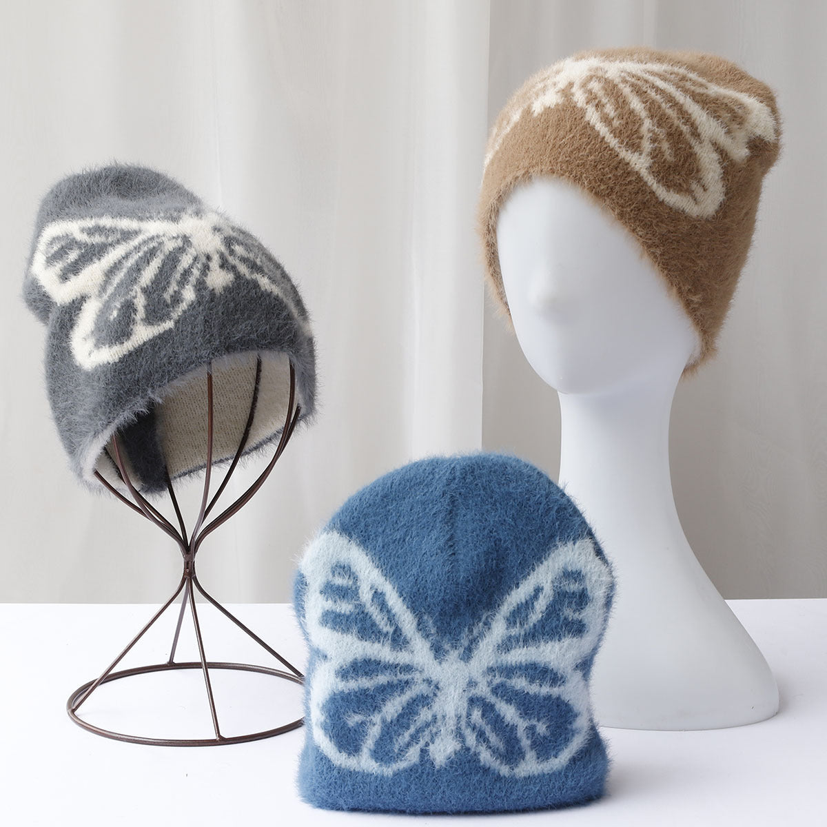 Fashion Cold-proof Warm And Cute Versatile Adult Printed Butterfly Jacquard Woolen Cap