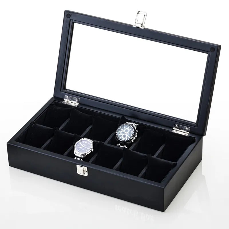 New Wood Watch Box Organizer With Glass Window Wooden Watch Display Luxury Watch Case Storage Box Watch Holder for Men