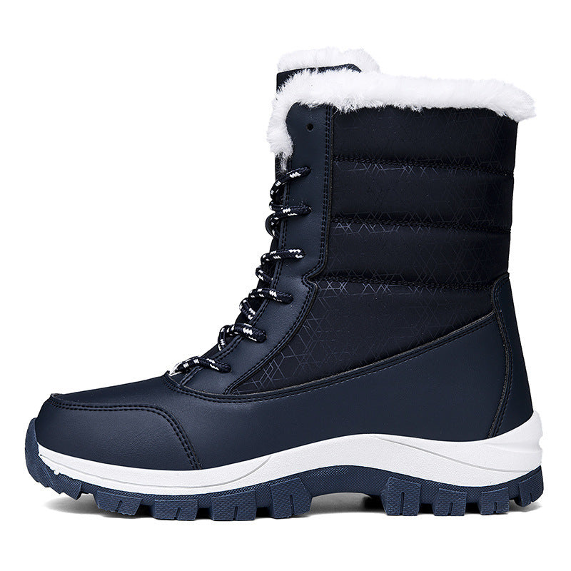 Bottes de neige chaudes en velours et coton, chaussures hautes rembourrées en coton