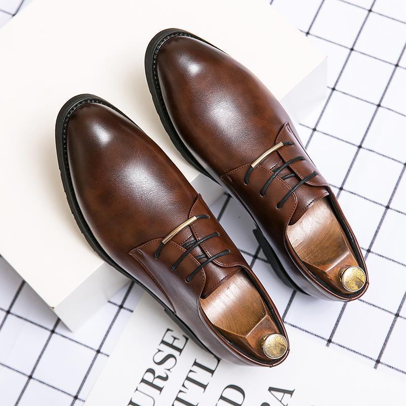 Leather Shoes Men's Business Formal Classic Round Head Leisure