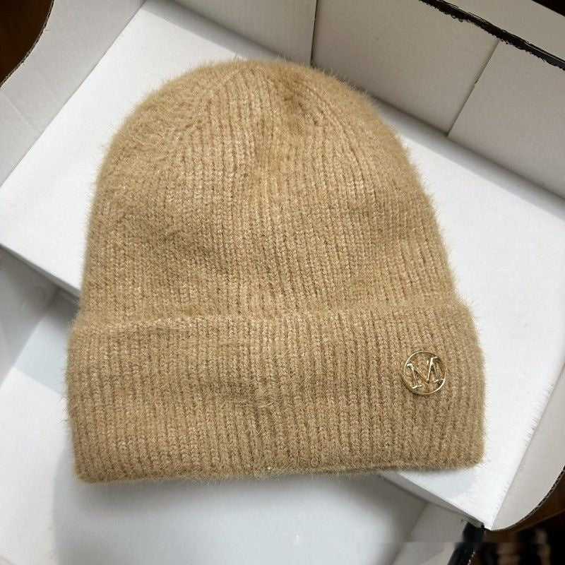 Autumn And Winter New Knitted Women Fleece-lined Thickened All-matching Woolen Cap