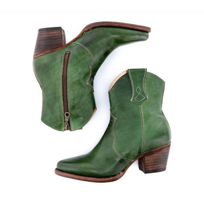 High Heel All-matching Chunky Heel Short Boots