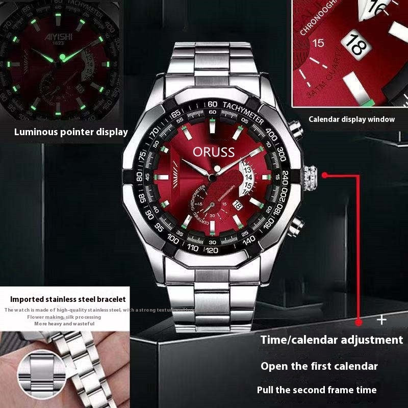 Montre à mouvement automatique pour homme avec calendrier et montre lumineuse étanche