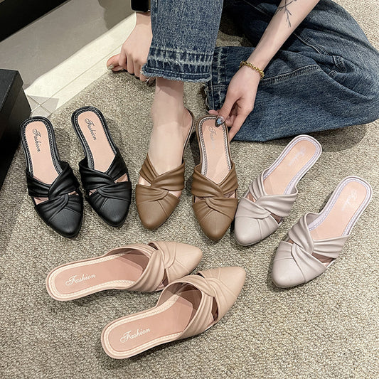 Summer Fashion Solid Color Pointed-toe Semi-slippers