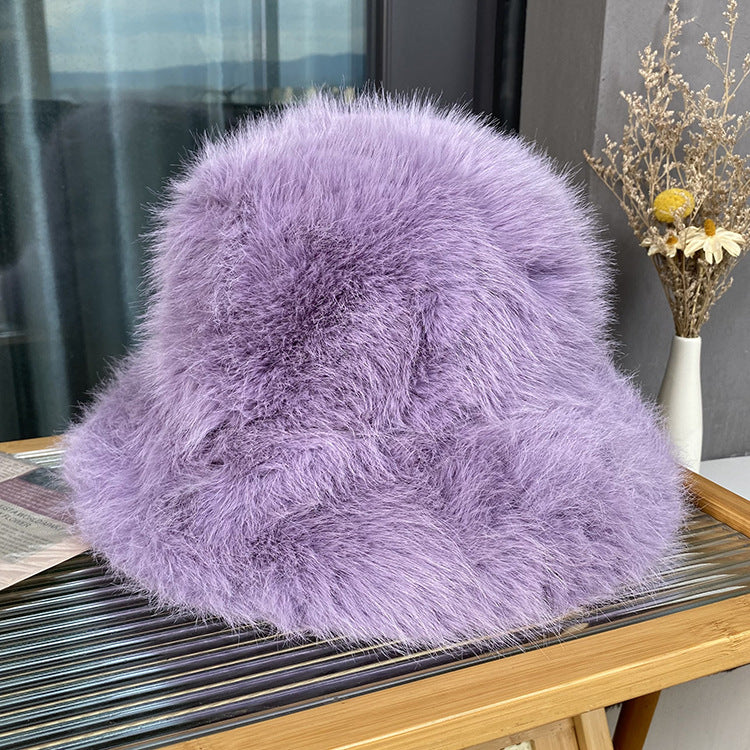 Imitation Fur Women's Autumn And Winter Wild Long Fur Bucket Hat