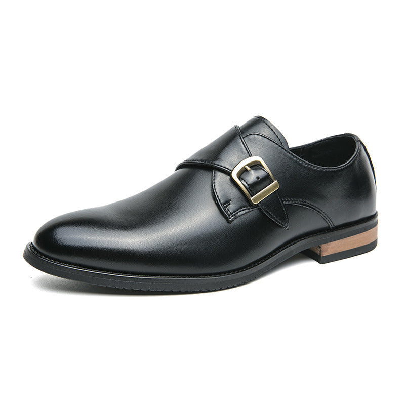 Leather Shoes Men's Business Formal Casual Breathable Increased Slip-on Buckle