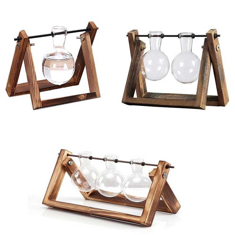 Rustic Plant Terrarium with Wooden Stand (Various Sizes)