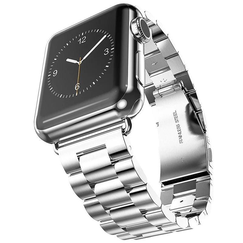 حزام من الفولاذ المقاوم للصدأ لساعة Apple Watch مقاس 42 مم و38 مم، سوار معدني لساعة iWatch Series 4 و5 و6 وSE و7 و8 و44 مم و40 مم و41 مم و45 مم و49 مم Ultra