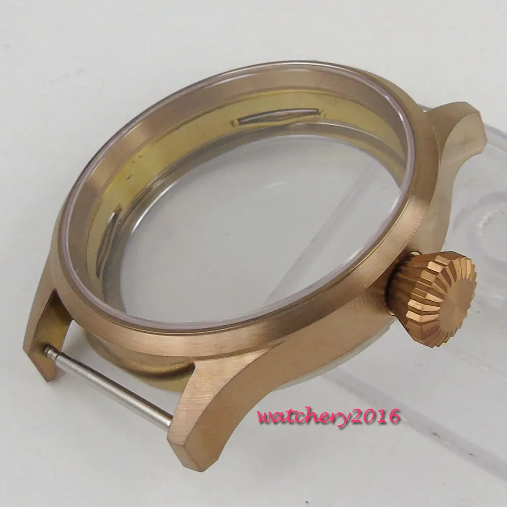 43mm  Bronze Plated Case Sapphire Glass Fit Eat 6498 6497 Movement Replacement Parts