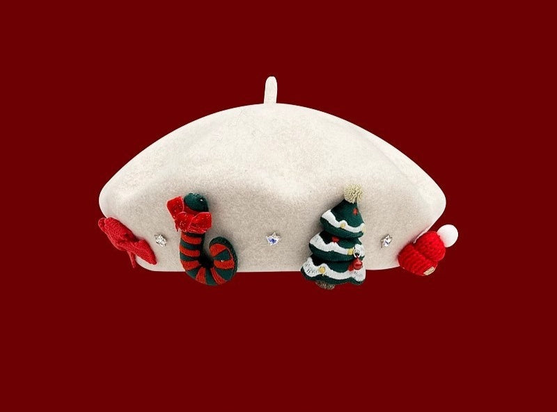 Christmas Atmosphere Beret Children's Autumn And Winter Sweet Wool