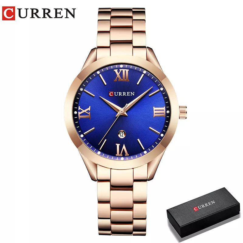 CURREN Watch Women Top Brand Quartz Female Bracelet Watches Stainless Steel Wrist Watch for Ladies Reloj Mujer Gift Rose Gold