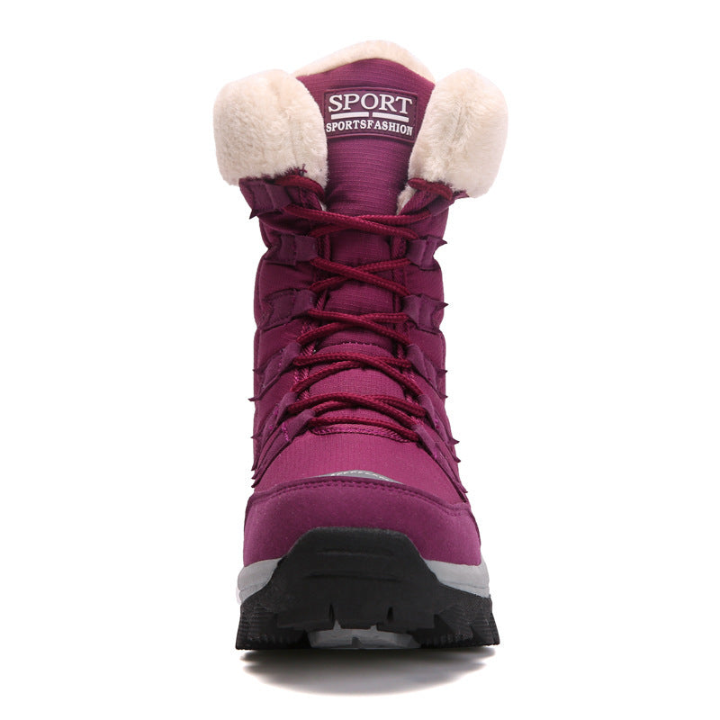 Bottes de neige chaudes en velours et coton, chaussures hautes rembourrées en coton