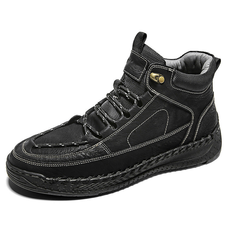 High-end Leather Martin Boots Men's Versatile High-top Shoes