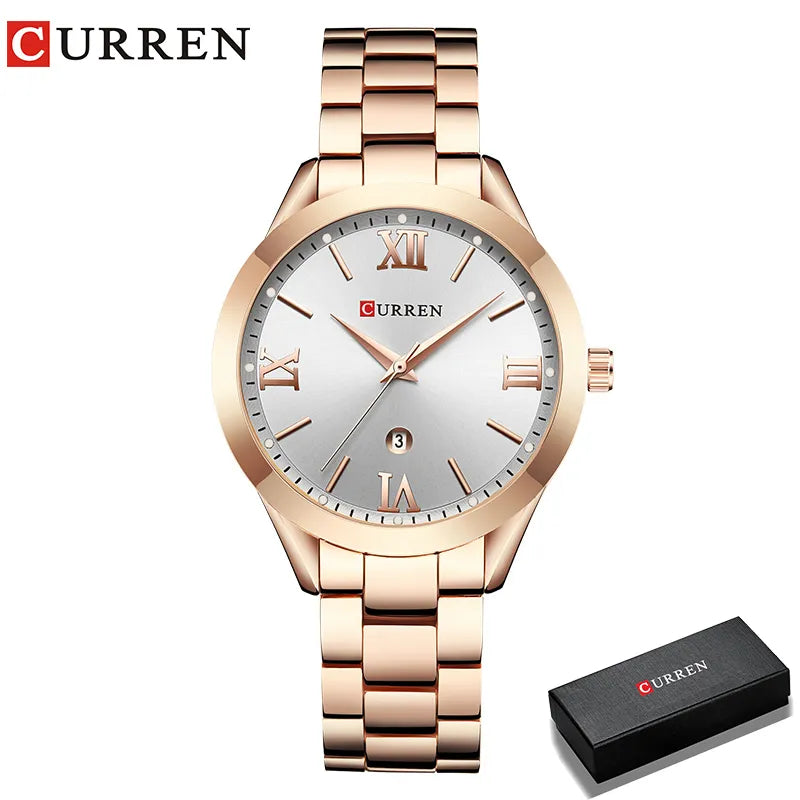 CURREN Watch Women Top Brand Quartz Female Bracelet Watches Stainless Steel Wrist Watch for Ladies Reloj Mujer Gift Rose Gold