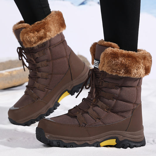 Bottes de neige chaudes en velours et coton, chaussures hautes rembourrées en coton