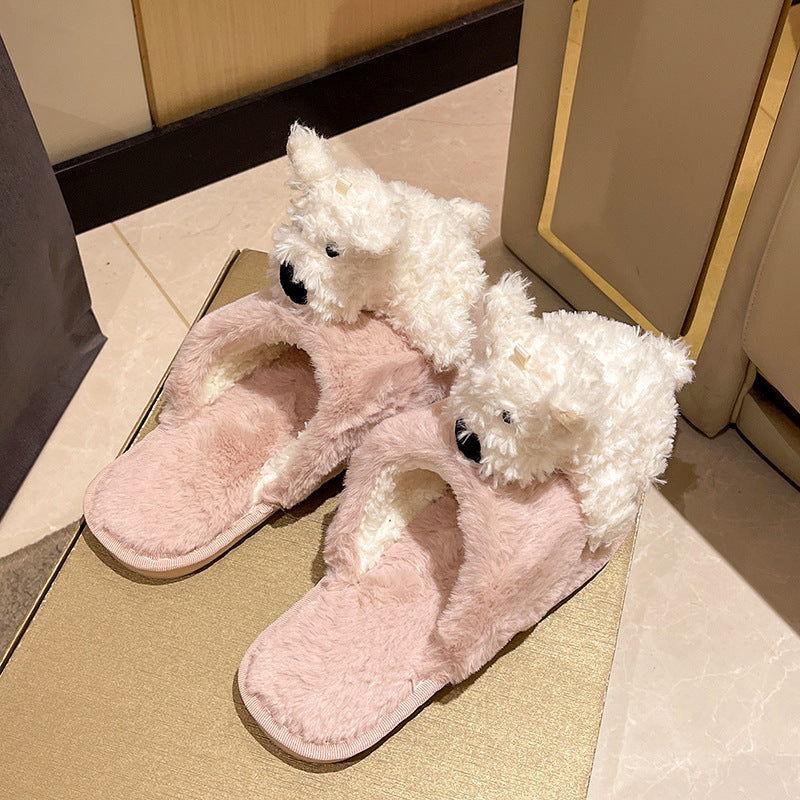 Cotton Slippers Female Puppy Doll Fluffy Slippers