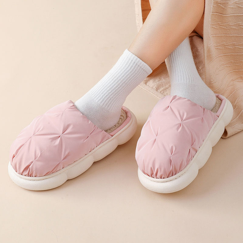 Plush Cotton Indoor Leisure Thick Bottom Waterproof Slippers