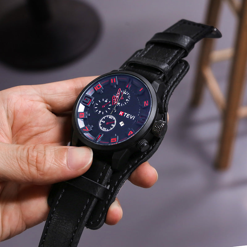 Montre à quartz pour homme avec grand mouvement et calendrier