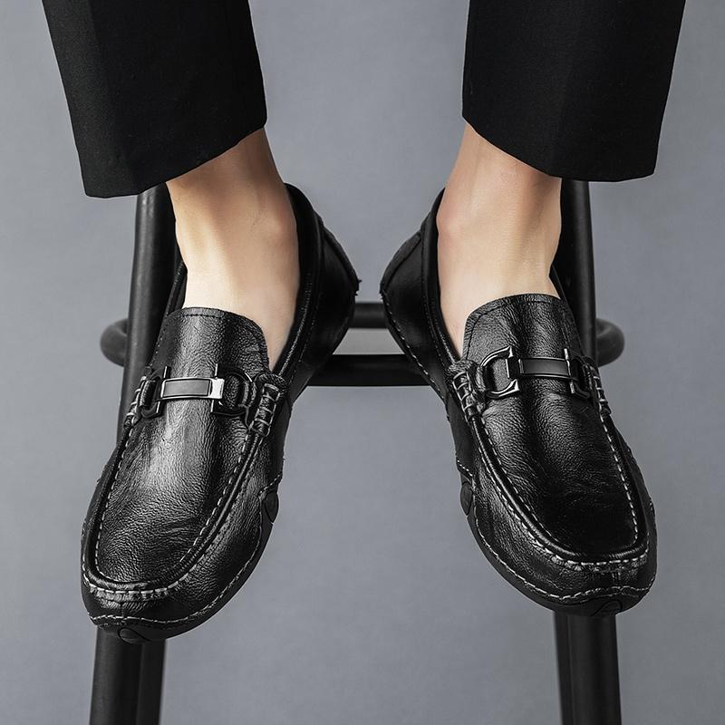 Slip-on Men's Loafers Casual Leather Shoes Low Top