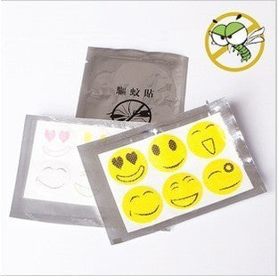 Autocollant anti-moustique sourire d'été, anti-moustique de dessin animé, anti-moustique, autocollant anti-moustique, 6 pièces de couleur aléatoire