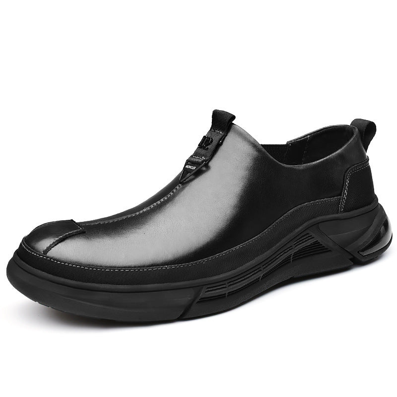 Chaussures d'affaires en cuir à semelles épaisses à enfiler, grande taille, coupe basse, cuir de vachette pour hommes