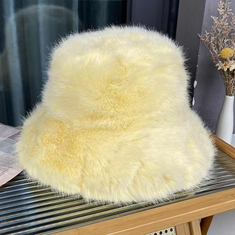 Imitation Fur Women's Autumn And Winter Wild Long Fur Bucket Hat