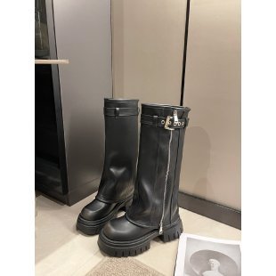 Bottes marron à semelle surélevée de style occidental pour femmes