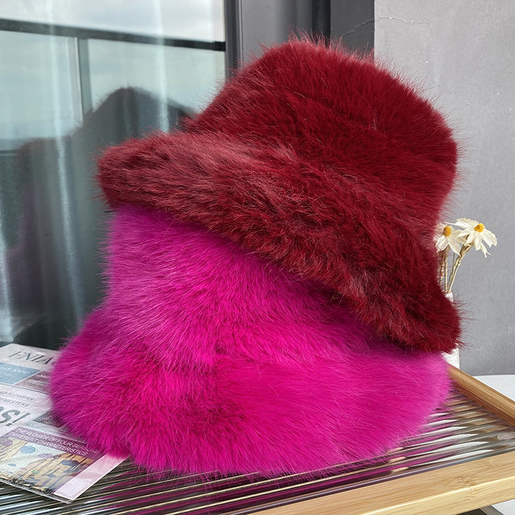 Imitation Fur Women's Autumn And Winter Wild Long Fur Bucket Hat