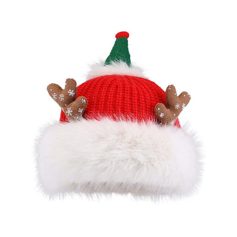 Cute Christmas Antlers Plush Bonnet Children