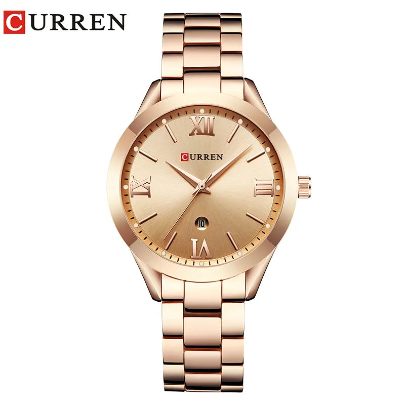 CURREN Watch Women Top Brand Quartz Female Bracelet Watches Stainless Steel Wrist Watch for Ladies Reloj Mujer Gift Rose Gold