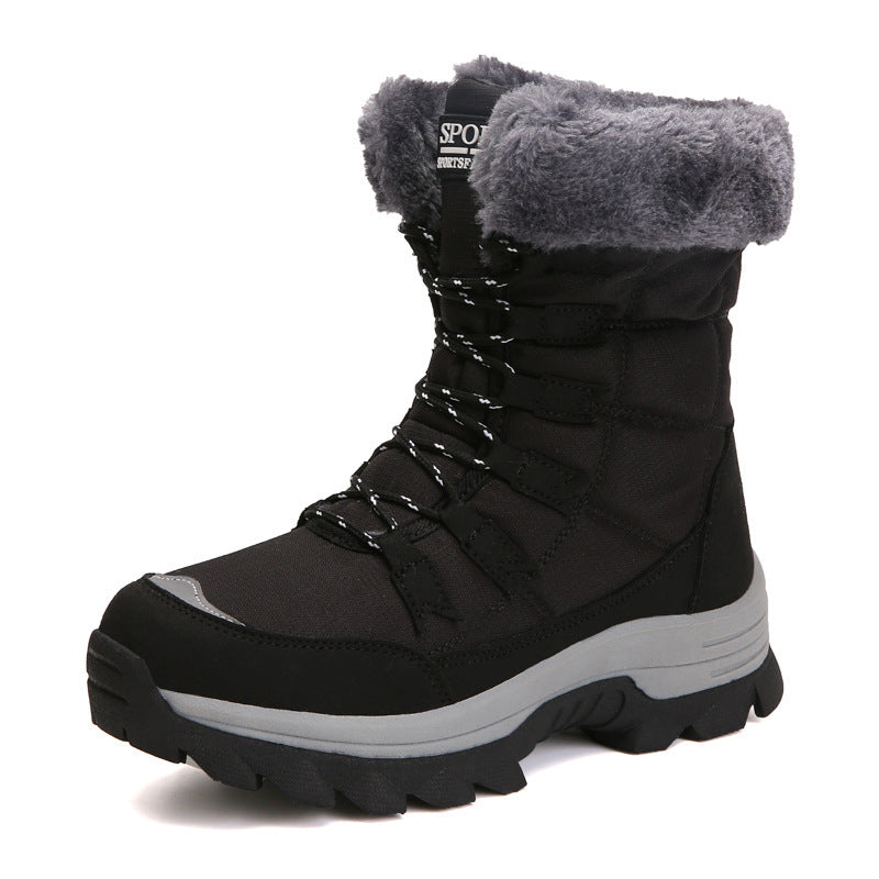 Bottes de neige chaudes en velours et coton, chaussures hautes rembourrées en coton