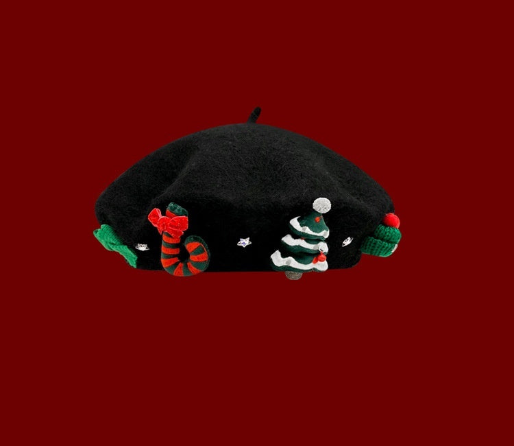 Christmas Atmosphere Beret Children's Autumn And Winter Sweet Wool