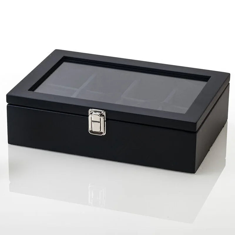 5/8/10/12 Slots Wood Watch Box Organizer Black Watch Display Wood Watch Holder for Men Fashion Gift Box