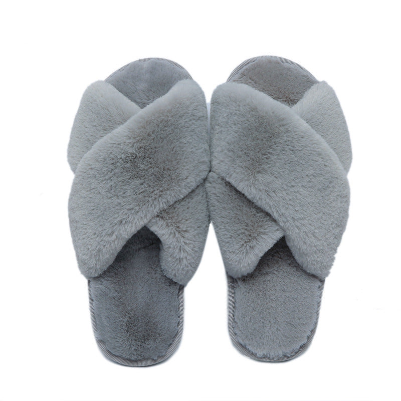 Low Heel Flat Simple Warm Comfortable Plush Slippers Home Floor Slippers