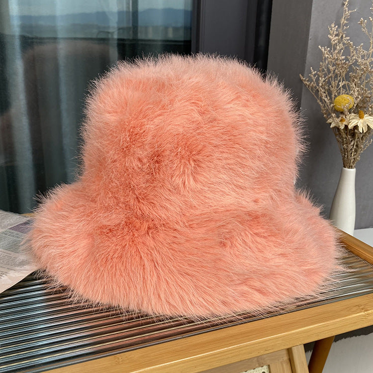 Imitation Fur Women's Autumn And Winter Wild Long Fur Bucket Hat